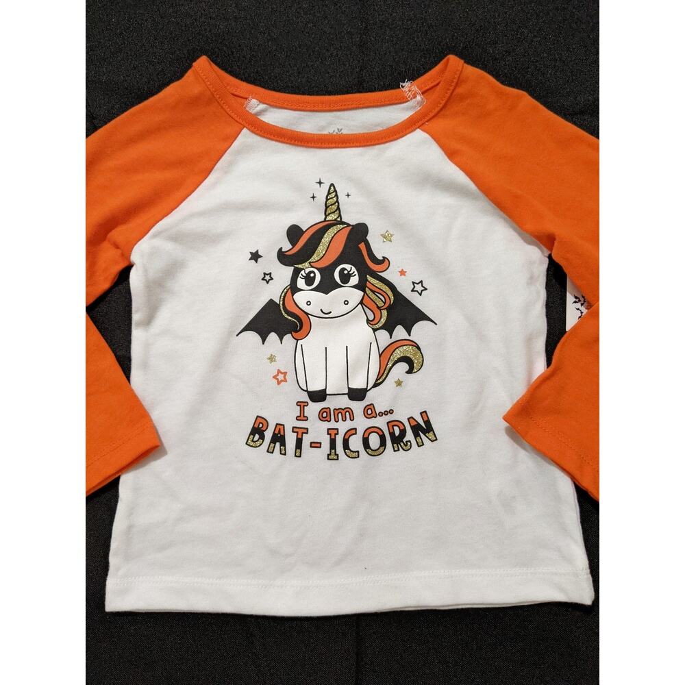 2T New celebrate Halloween bat unicorn t-shirt top tee baby girl toddler glitter